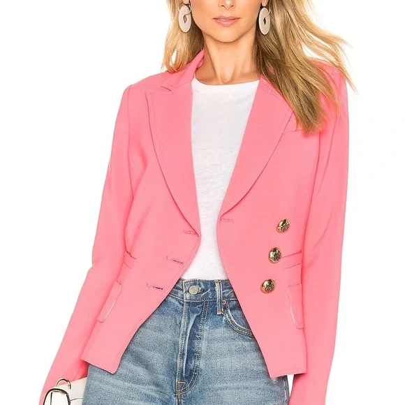 Smythe Wrap Pink Tailored Blazer with Textured Fabric Size 8 (Medium) - Picture 2 of 9